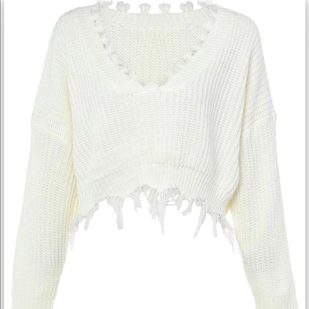 Distressed V Neck Sweater